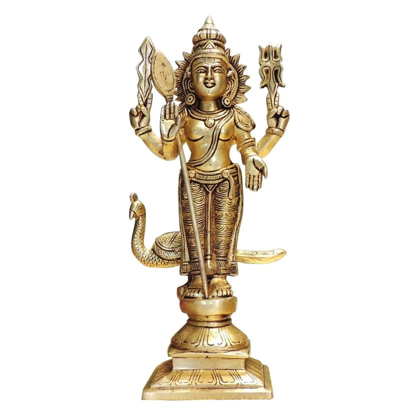 Brass Murugan Devi Idol � Kartikeya Brass God Statue Temple Decor, Height : 11.5 Inch (BSMAS1808 D) view 2