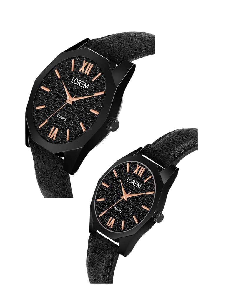Black 3D embossed Dial Analog Watch for Lovely Couple LR81-LR328 view 4