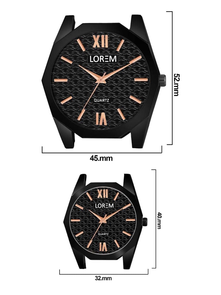Black 3D embossed Dial Analog Watch for Lovely Couple LR81-LR328 view 5