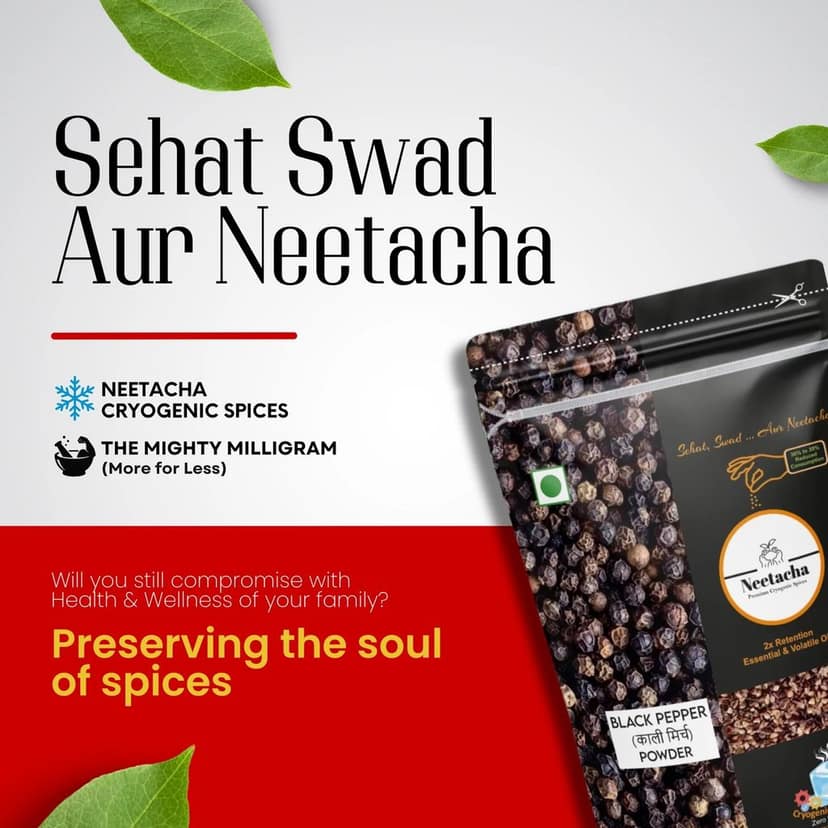 NEETACHA ENTERPRISES LLP. Premium Cryogenic Black Pepper (Kali Mirch) Powder, Kala Mari, Nall Mariyalapudi I 100g I No Preservatives I Pure & Natural I @ 35%reduced consumption I Versatile spice for soups, salad dressings, sandwiches etc view 5