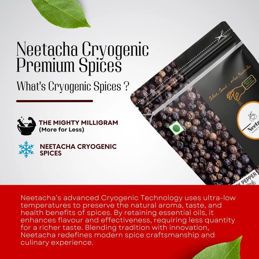 NEETACHA ENTERPRISES LLP. Premium Cryogenic Black Pepper (Kali Mirch) Powder, Kala Mari, Nall Mariyalapudi I 100g I No Preservatives I Pure & Natural I @ 35%reduced consumption I Versatile spice for soups, salad dressings, sandwiches etc view 8