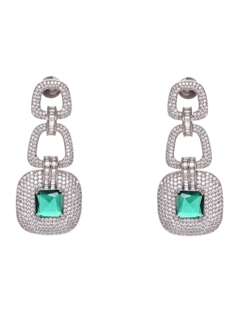 Silver Plated Green AD Studded Statement Necklace Jewellery Set view 6