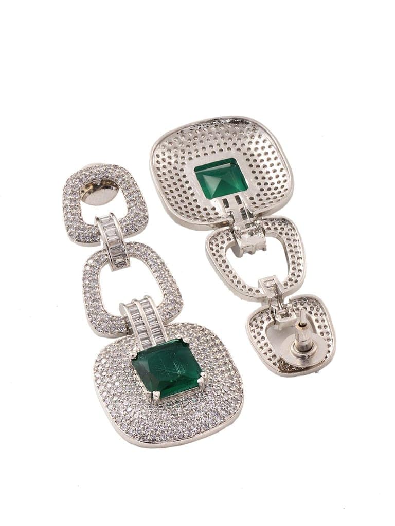 Silver Plated Green AD Studded Statement Necklace Jewellery Set view 7