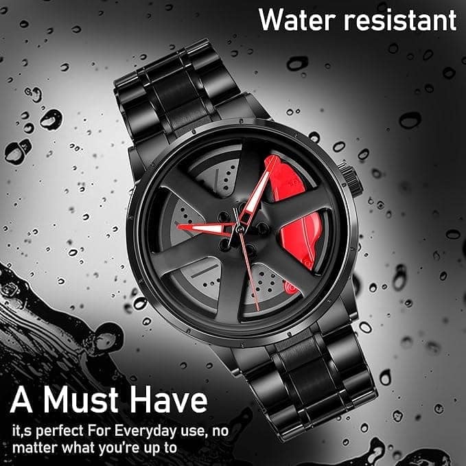 Men's Car Wheel Watch with Spinning Car Rim Hub Design|| Analog Stainless Steel || Quartz Movement|| Water Resistant, Scratch Resistant view 6