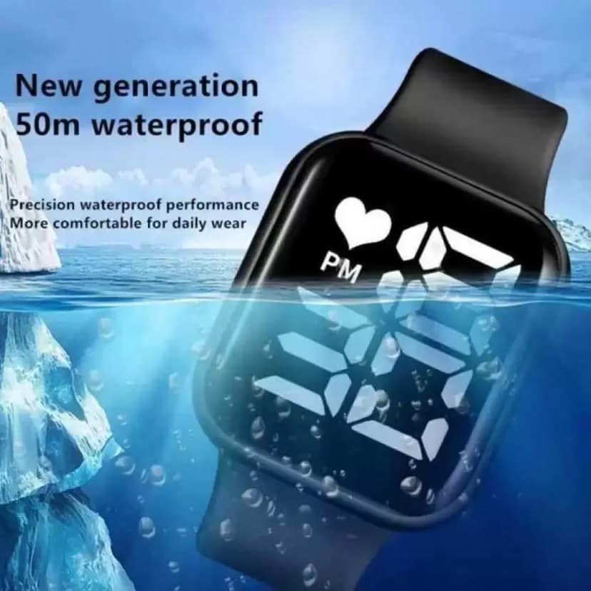 RED FISH RDF-0002 Digital Watch For Men New Grey Rectangle Shape Dial Silicon Strap Digital Watch view 3