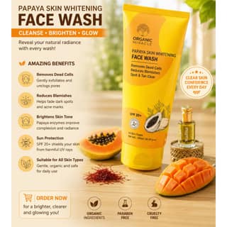 Elegantra Papaya Skin Brightening Face Wash (100ml) | Anti-Pigmentation & Dark Spot Reduction Cleanser | Natural De-Tan Daily Facial Foam with Licorice, Aloe Vera & Vitamin E (Pack of 1)