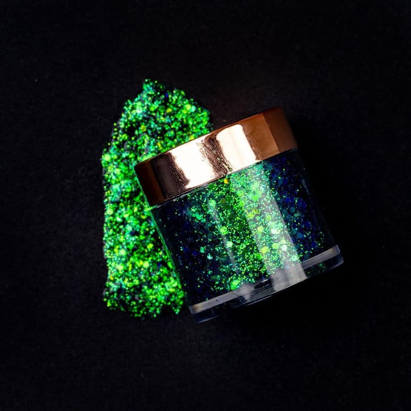 B.O.B.I Green Blue Gold Duo Chrome Glitter Gel Eyeshadow (10gm) view 2