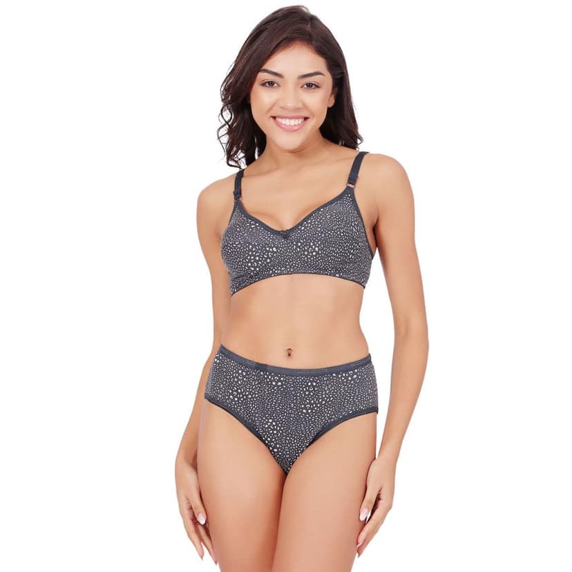Bodycare Women's Assorted Prints Combed Cotton Bra & Panty Set 6450G