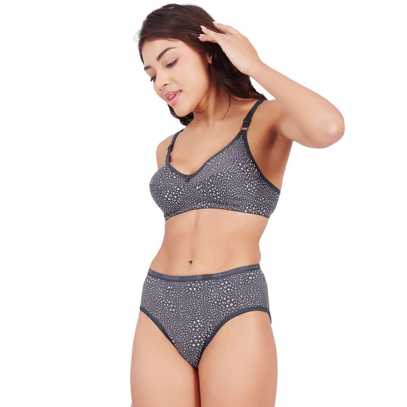 Bodycare Women's Assorted Prints Combed Cotton Bra & Panty Set 6450G view 2