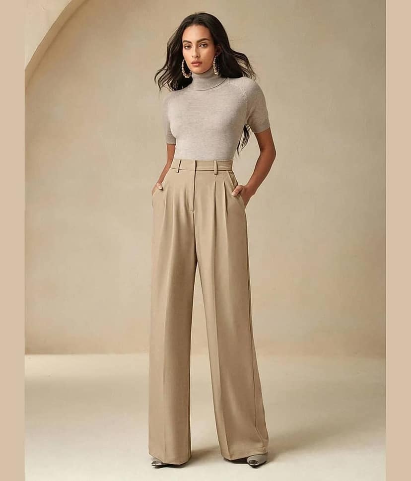 kotty Women Rayon Blend Casual Trousers ( Beige )