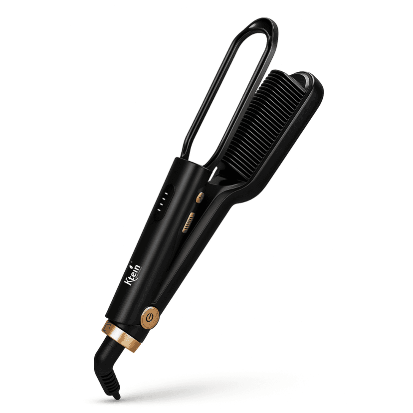 Ktein Hair Straightener Comb Brush for Women | Dual Ceramic Plates + Anti-Scald Design | PTC Fast Heating | Adjustable Temperature 180°F to 450°F | Professional Hair Styling Tool