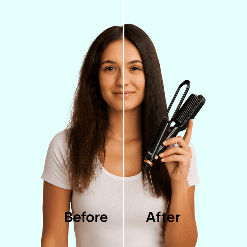 Ktein Hair Straightener Comb Brush for Women | Dual Ceramic Plates + Anti-Scald Design | PTC Fast Heating | Adjustable Temperature 180°F to 450°F | Professional Hair Styling Tool view 5