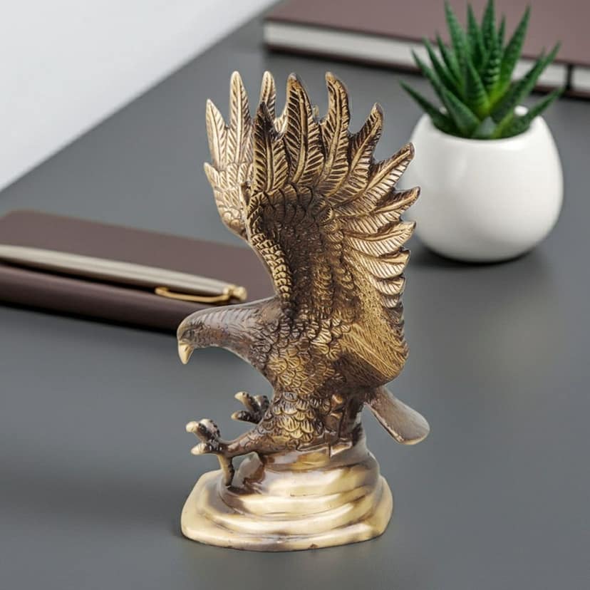 Brass Antique Showpiece Eagle Statue (ANMAS006 E) view 2
