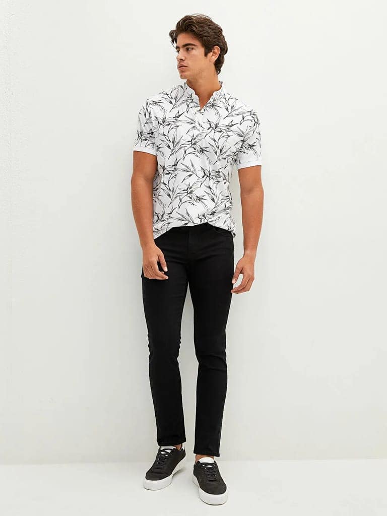 Cotton Printed F/S Shirt (black and white) view 3
