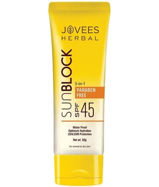 Jovees Herbal Sunblock SPF 45 For Normal to Dry Skin UVA & UVB Protection 50gm (Pack of 1)