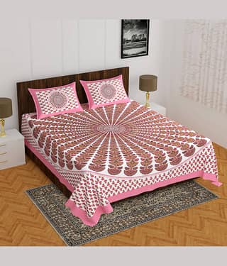 Cosito Cotton 1 Double Bedsheet with 2 Pillow Covers ( Multicolor )