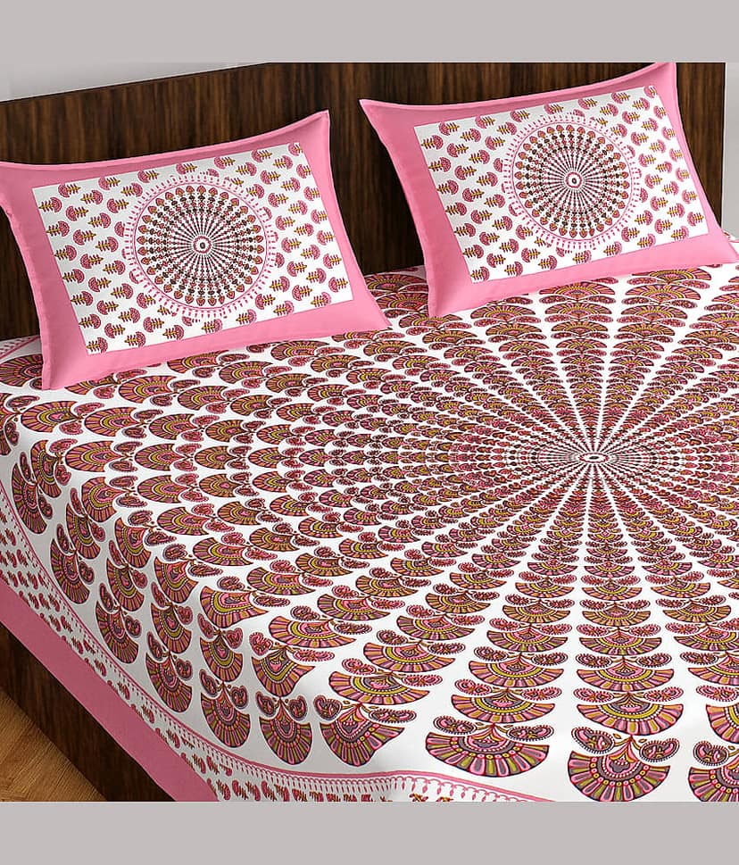 Cosito Cotton 1 Double Bedsheet with 2 Pillow Covers ( Multicolor ) view 2