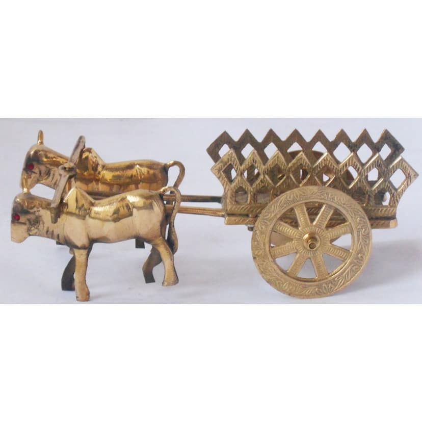 Brass Showpiece Bull Cart Statue, Height : 3.5 Inch (ZMAS356 D) view 2