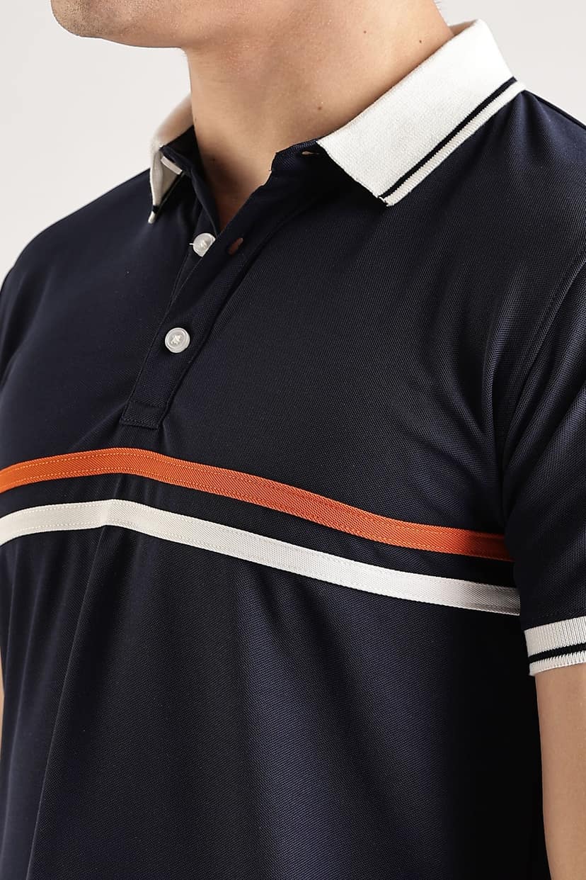 Polyester Navy Striped Polo view 10