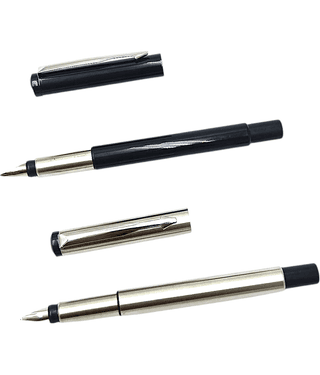auteur Excutive 901 Fountain Pen Silver & Black Metal Body Fine Nib With Arrow Clip Best Calligraphy Gift Pen For Men & Women Professional Executive Office, Nice Pens (Pack Of 2)