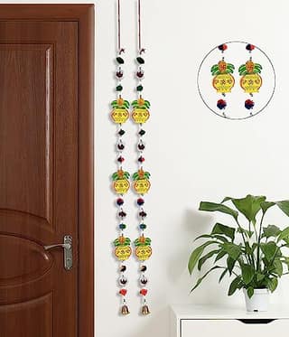 DreamKraft Paper Mache Kalash Door Hangings (Set of 2,Multicolor )