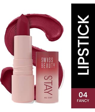 Swiss Beauty Stay All Day Lipstick , 12H Stay , Transfer-Proof , Matte Finish , 4g , Fancy