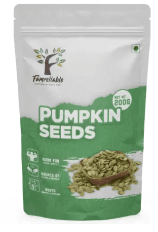 Famreliable Premium Pumpkin Seeds - 200g of Nature's Powerhouse Grab Your Boost of Nutrition Pumpkin Seeds (200 g)