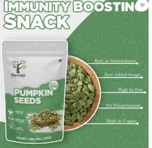Famreliable Premium Pumpkin Seeds - 200g of Nature's Powerhouse Grab Your Boost of Nutrition Pumpkin Seeds (200 g) view 3