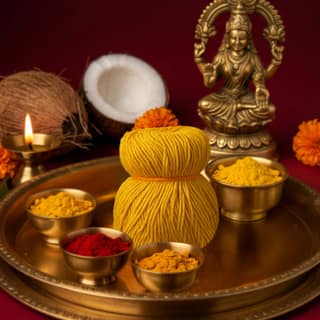 Giri Nonbu Charadu | Yellow Janeu | Thread Janeu | Nonbu Kayiru | Nombu Saradu for Pooja 100 Pcs