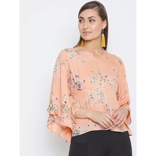 Purys Women Orange Floral Regular Top