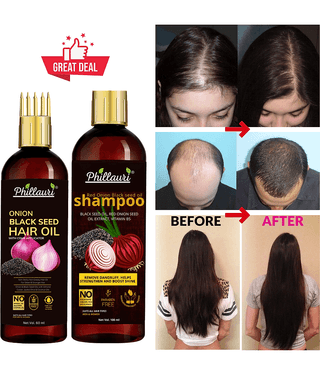 Phillauri Anti Hair Fall Onion Hair Oil (60 ML)+ Onion Shampoo (100 ML) for Hair Fall Control" (2 Items in the set)
