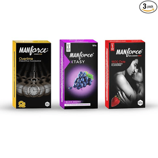 MANFORCE Combo Pack (StrawberryBlack Grapes & Pineapple Flavoured) Condom (Set of 3 30 Sheets)