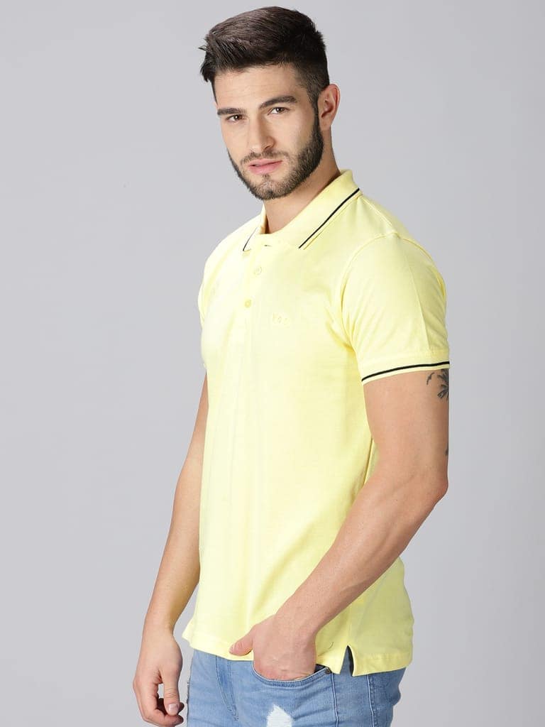 Pure Cotton Lemon Yellow Solid Polo view 4