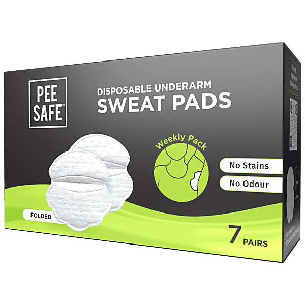 Pee Safe Disposable Underarm Sweat Pads - In Pair, Folded, Straight, No Stains/Odour, 7 pcs