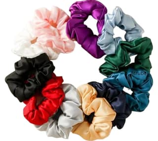 Atrube Satin Silk Scrunchies with hair Scalp massager | Ponytail holders for girls Scrunchy combo pack hairband Silk Satin Scrunchies for women|Hair Tie Rubber Bands Combo of 11 small size Atrube Satin Silk Scrunchies with hair Scalp massager | Ponytail