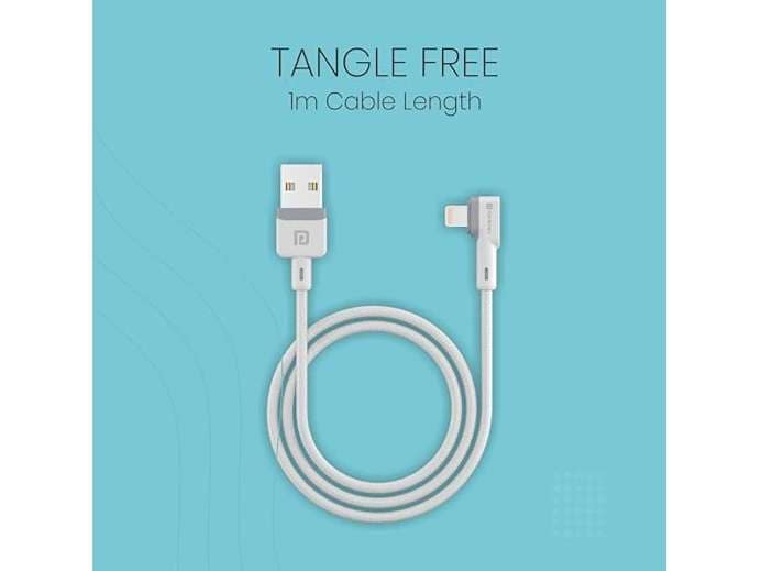 Portronics Konnect L 20W PD Quick Charge Type-C to 8-Pin USB Mobile Charging Cable, 1.2M, Tangle Resistant, Fast Data Sync - White view 4