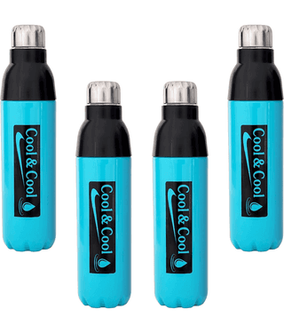 LAZYWINDOW Sky Blue Plastic Insulated Water Bottle Blue Plastic Water Bottle 1000 mL ( Set of 2 )