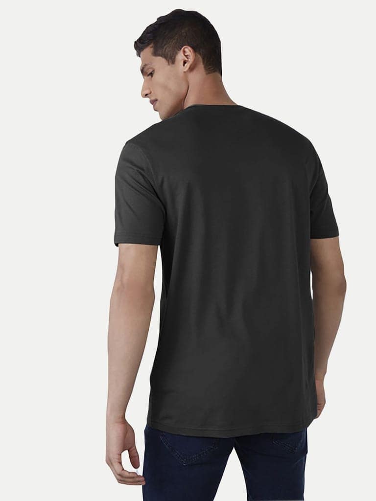 Men Black Logo typographic printed basic cotton T-shirt view 4