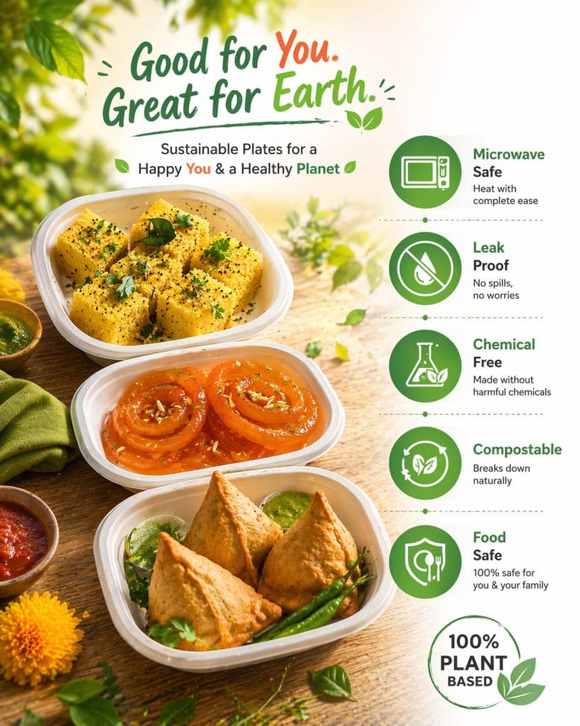 6" Bagasse Disposable Plate Pack of 100 view 2