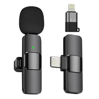 K-8 Wireless Microphone, Collar Microphone for Type-C Android & iOS Noise Canceling Mic for Reels, Makeup Videos, Vlogging, Clip-On for YouTube, Singing, Video Recording, Podcasting