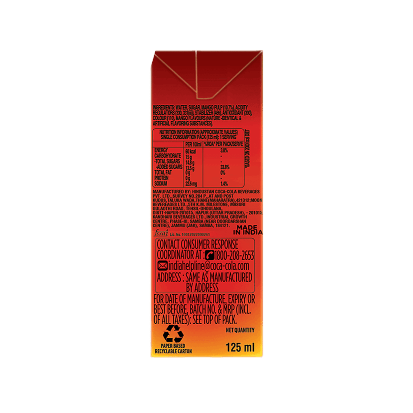 Maaza Maaza Juice - Mango Refresh, 125 Ml view 2