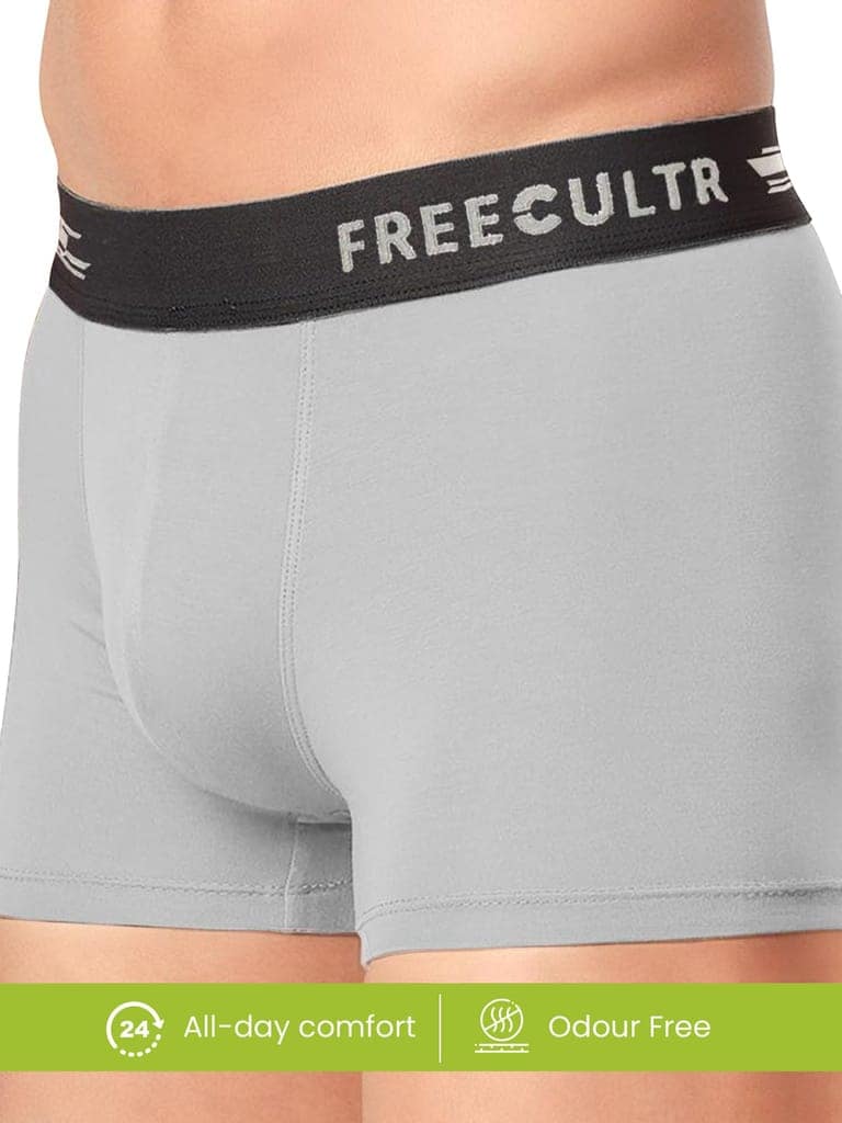 Freecultr Men's Underwear Anti Bacterial Micromodal Airsoft Trunk - Non Itch No Chaffing Sweat Proof - Pack of 2-Seaweed Green,Cloud White view 6