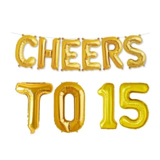 Partyzon Gold Cheers to Birthday Foil Balloon Combo Party Decoration for Anniversary Celebration 16 Inches