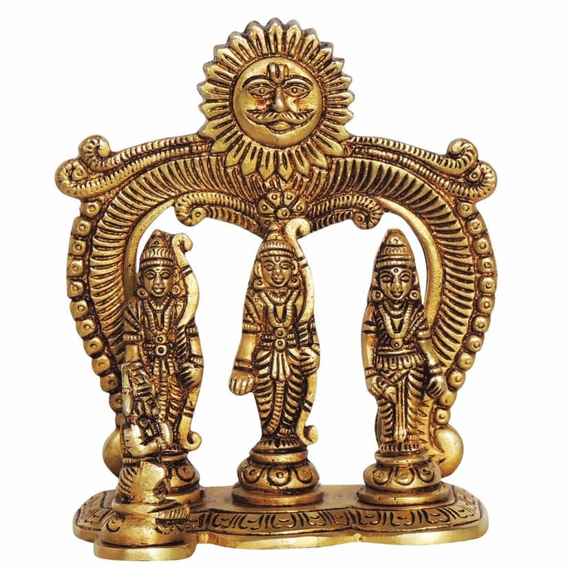 Brass Ram Darbar God Idol | Spiritual Murti for Home Temple, Height : 5.5 Inch (BSMAS1394 F) view 2