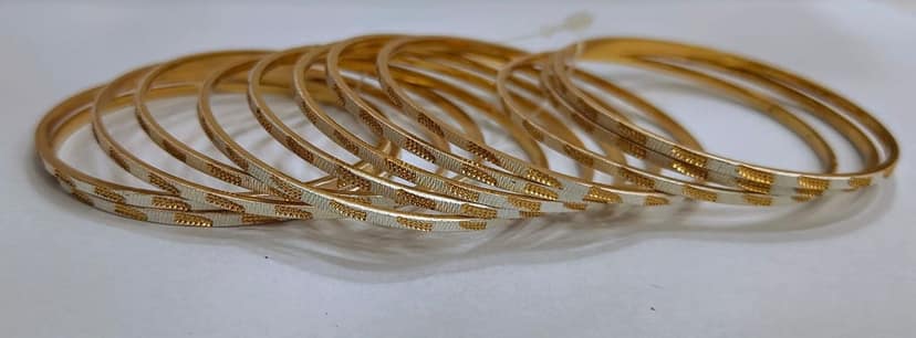 Gold plated Textured Bangle Set view 2