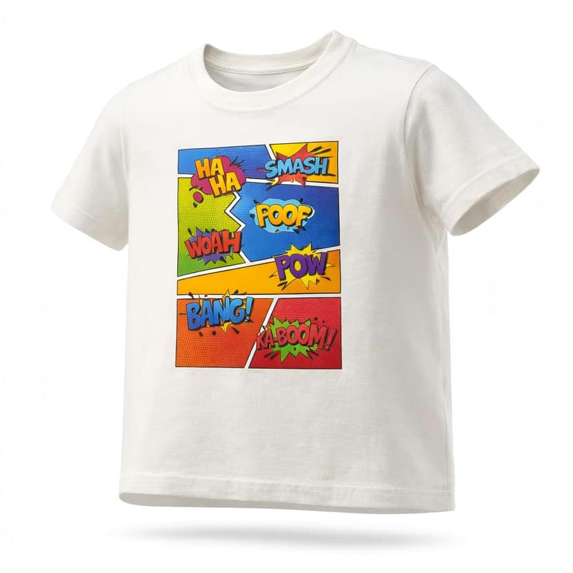 KUCHU Unisex T-Shirt | Boom Bang Print | 10–11 Years | Cotton Modal Fabric | Soft Feel | Breathable | Digitally Printed | Vibrant Colour White view 2