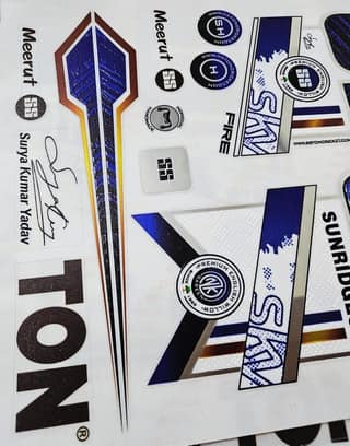 VR3 Cricket Bat Sticker English Willow 4D Digital | Protection Accessories Scuff tape SURYA sky