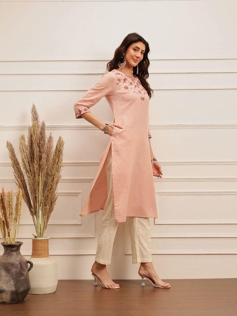 Blush Bloom Embroidered Kurta view 4