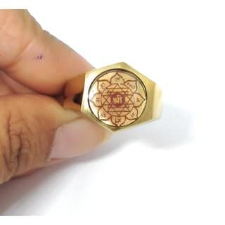 Ashtadhatu Gold Shree Yantra Ring For Men And Woman In Size 15 For Health, Wealth And Prosperity view 2