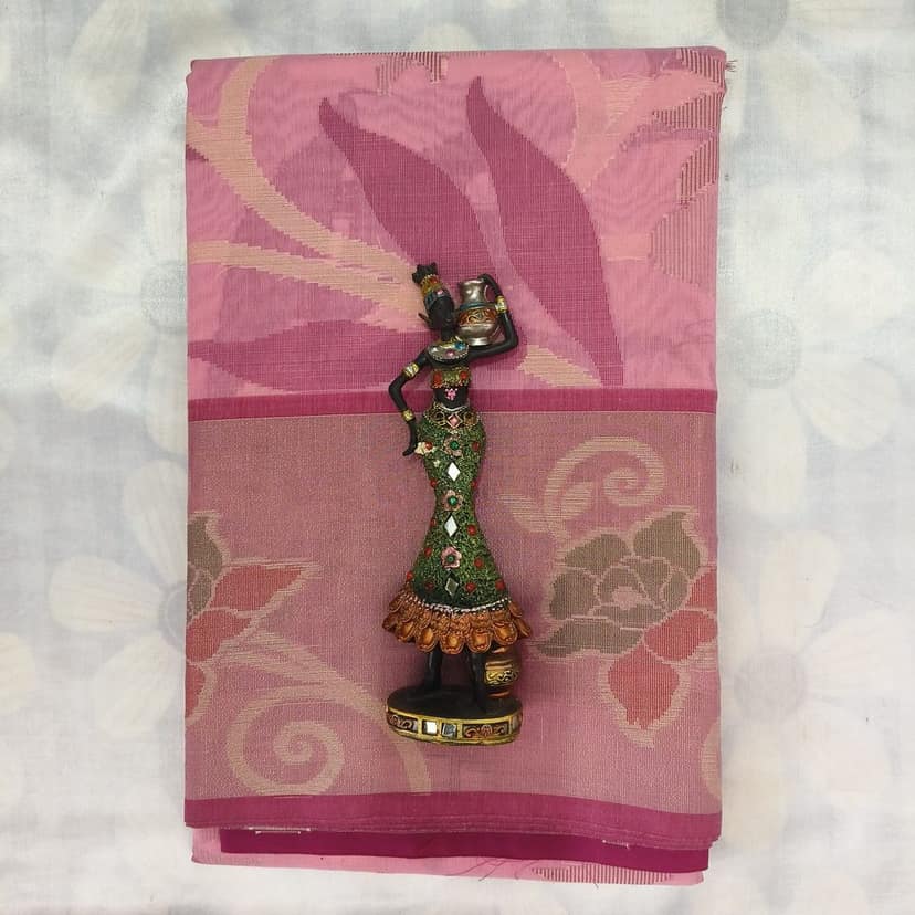 Poochampally Cotton Saree With Blouse - Pink